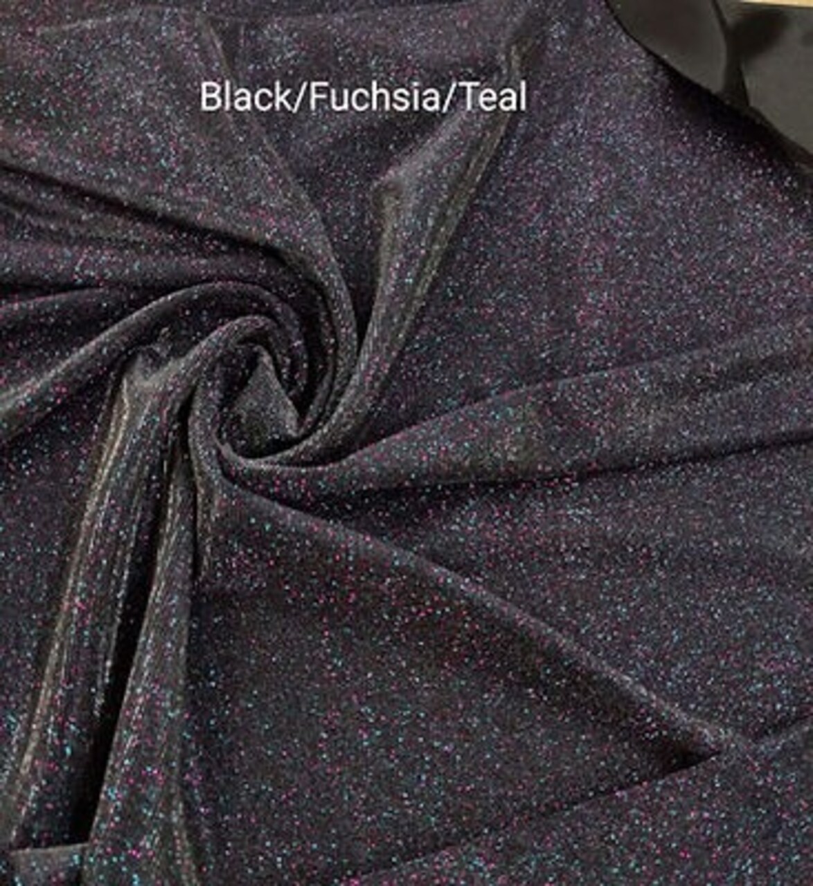 1 Yard Glitter Lurex Stretch Mesh Fabric Iridescent Shine, 55/56" Wide Polyester Spandex